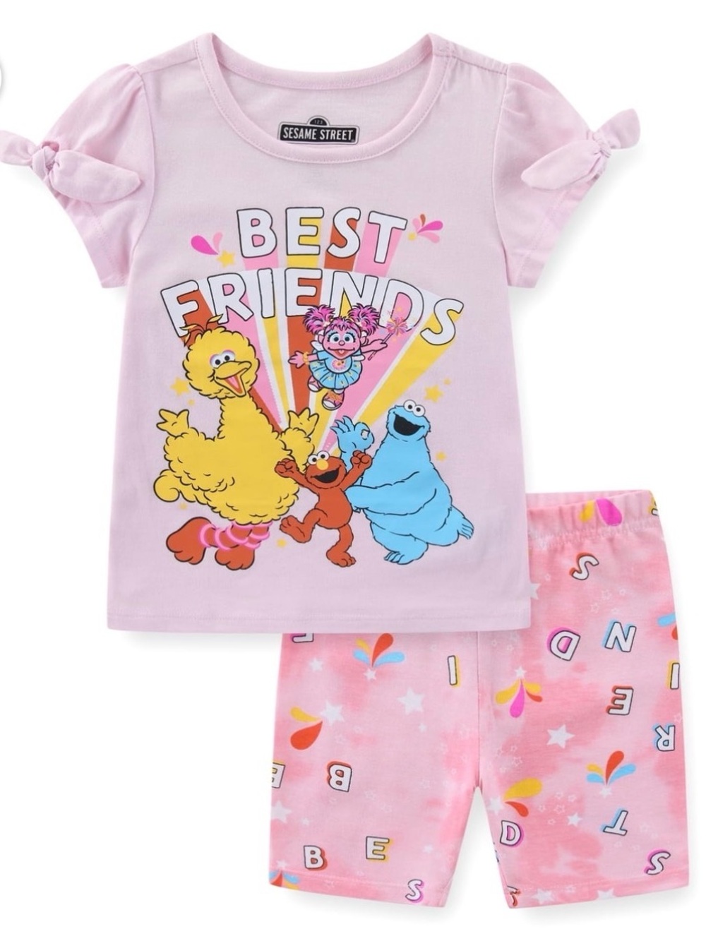 Sesame Street Pink 'Best Friends' Short Sleeve Shirt & Bike Shorts Set